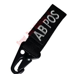 Condor Blood Type Keychain, AB POS (AB POSITIVE), Black, Snaphook